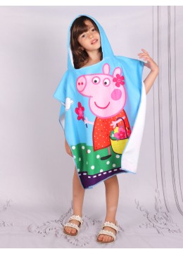 Kids Piggy Patterned Hoodie Towel